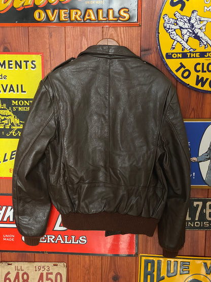 Vintage Leather Bomber Flight Jacket Aviator Size 44US Reg (54EU) – Timeless Classic-AJ357 Studio