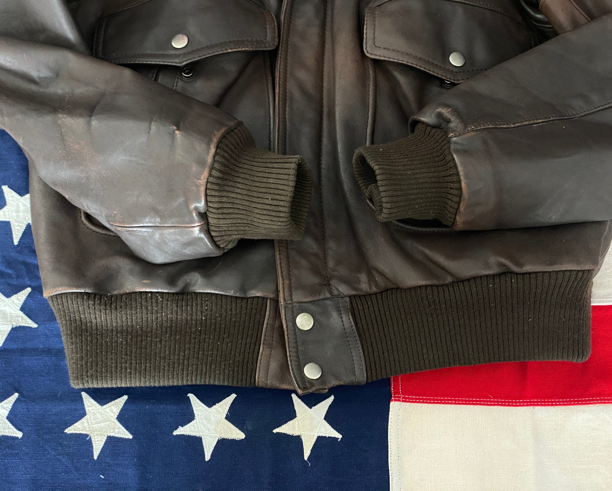 vintage leather bomber flight jacket aviator size 44us 54eu aj357 studio