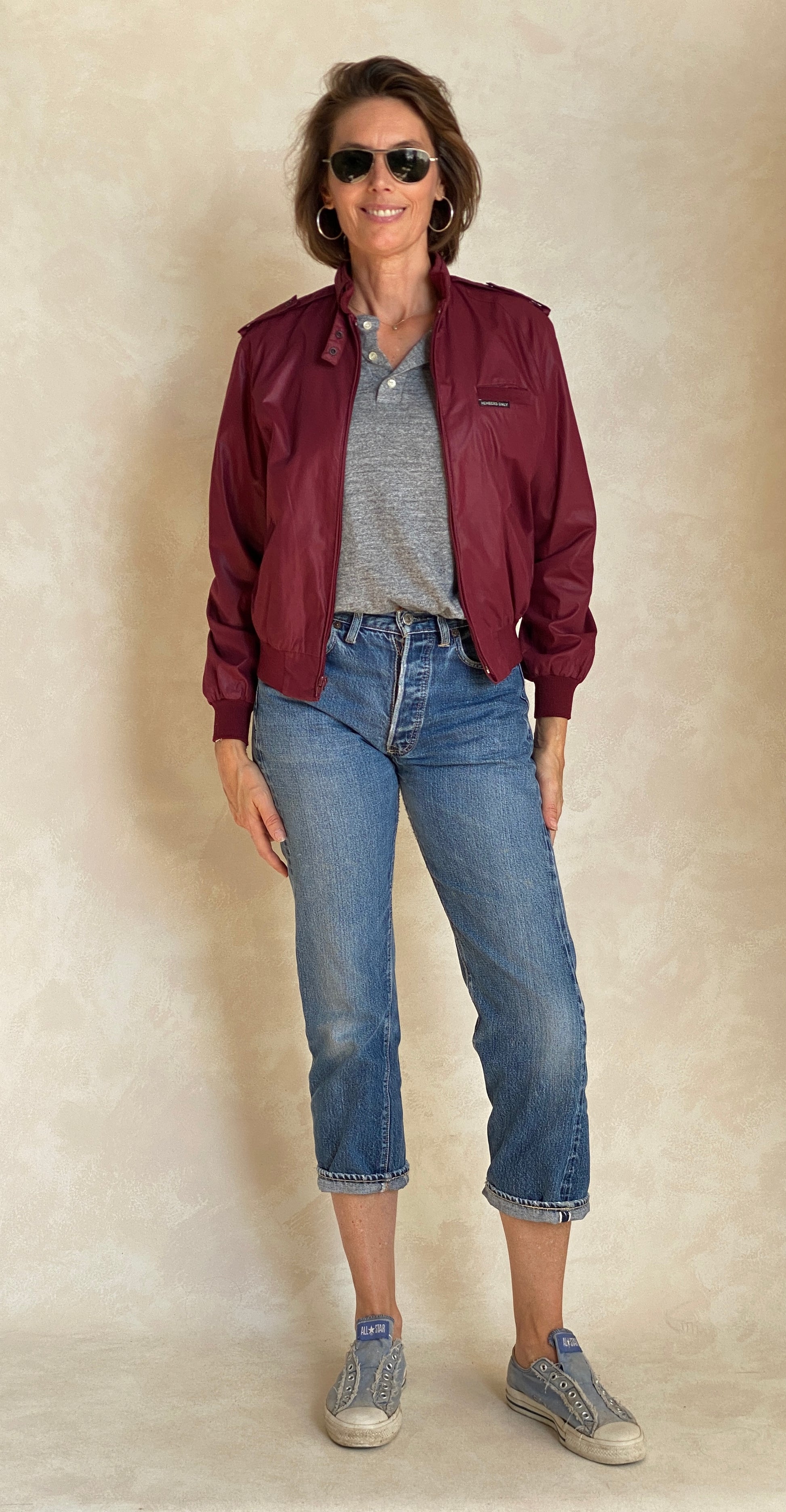 Vintage 1980s women’s Members Only cotton jacket in classic retro style, size 9/10