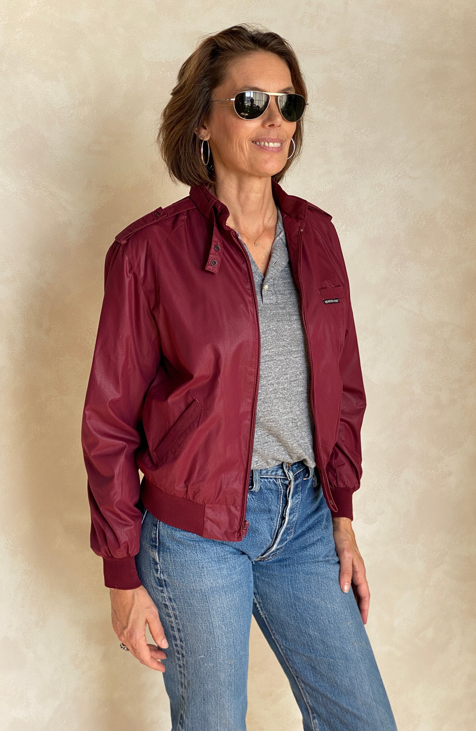 Vintage 1980s women’s Members Only cotton jacket in classic retro style, size 9/10