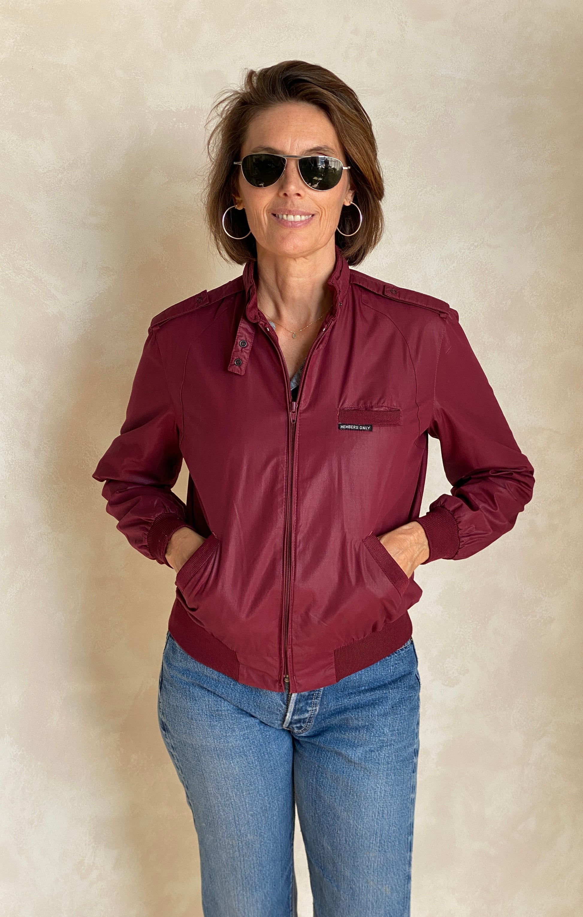 Vintage 1980s women’s Members Only cotton jacket in classic retro style, size 9/10