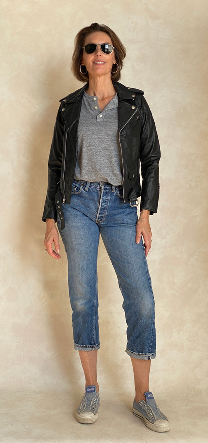 Size XS. women motorcycle jacket / soft leather-AJ357 Studio