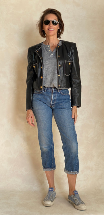 Size 38US vintage Escada Leather jacket-AJ357 Studio