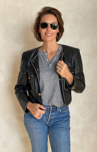 Size 38US vintage Escada Leather jacket-AJ357 Studio