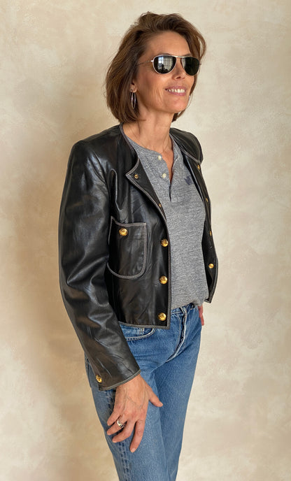 Size 38US vintage Escada Leather jacket-AJ357 Studio