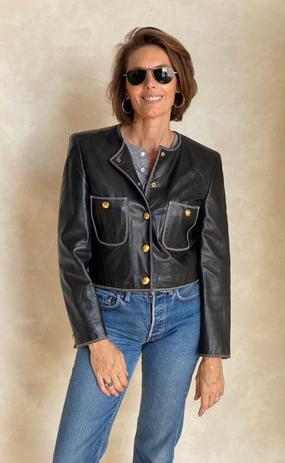 Size 38US vintage Escada Leather jacket-AJ357 Studio