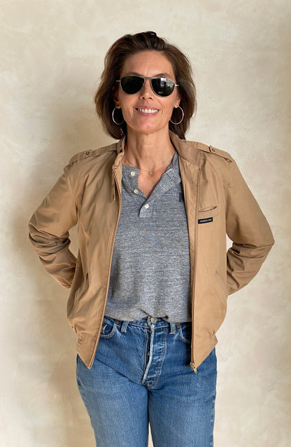 Vintage 1980s Members Only Cotton Jacket Beige – Size 5/6 US, Designed in USA