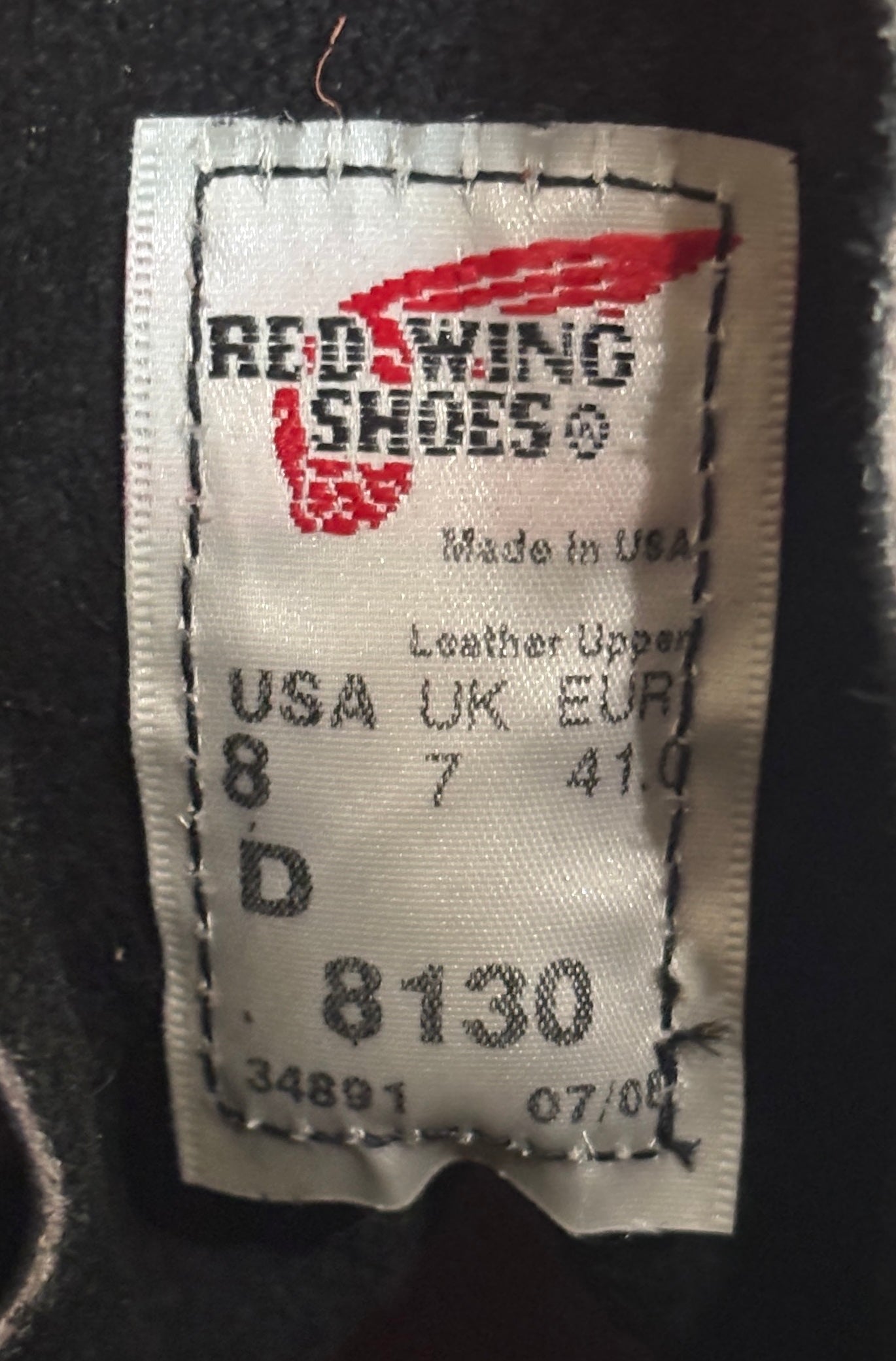 Size 8D. Factory Second Red Wing 8130 Moc Toe Black Boots – Made in USA