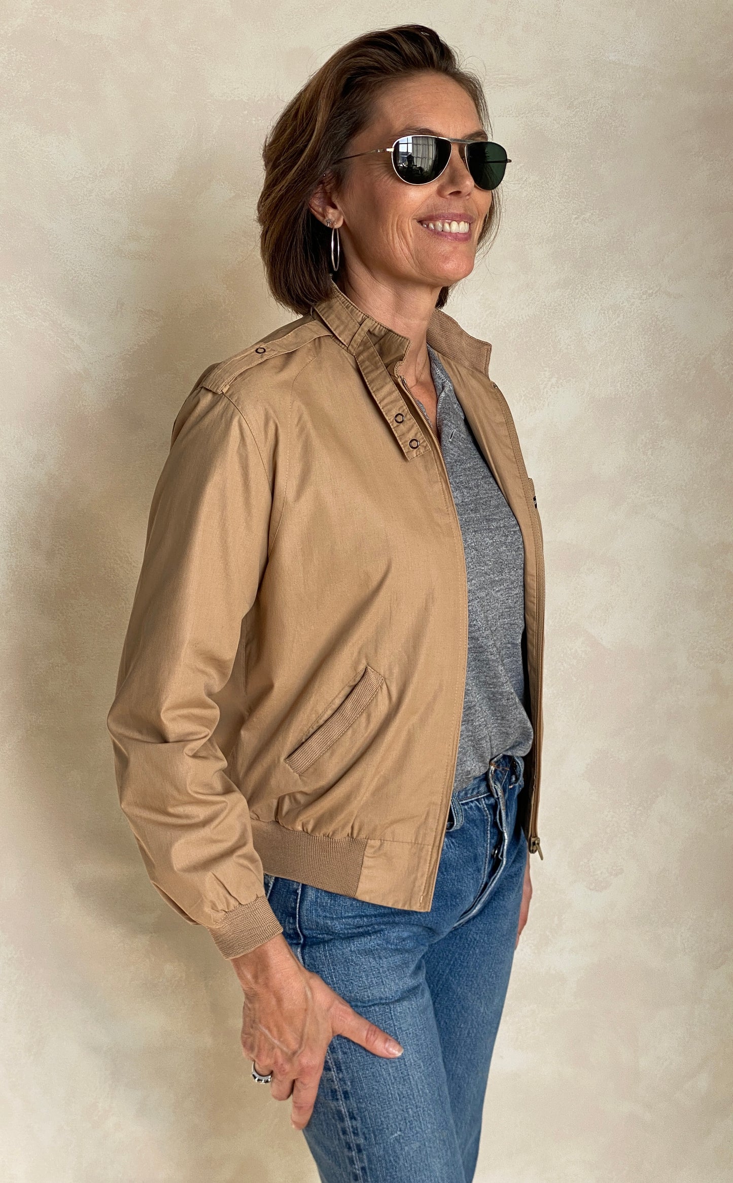 Vintage 1980s Members Only Cotton Jacket Beige – Size 5/6 US, Designed in USA