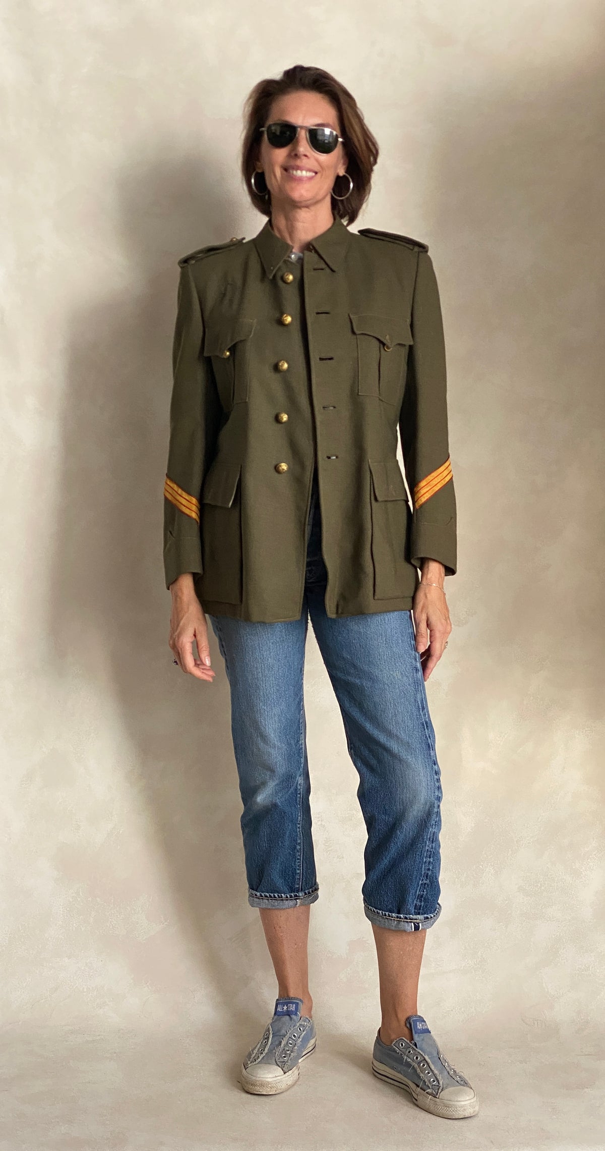 Small. Authentic 50s Vintage Spanish military uniform jacket-AJ357 Studio