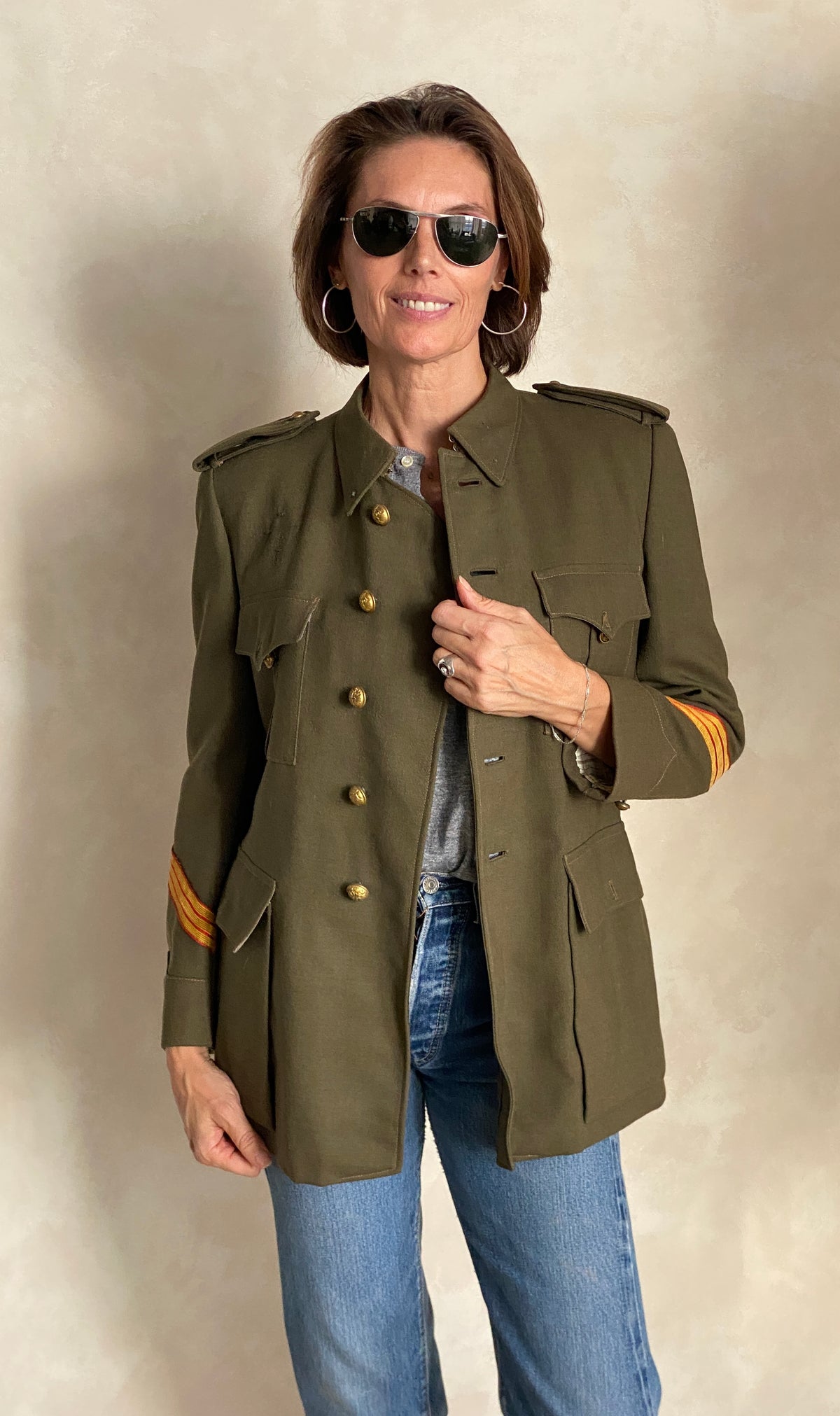 Small. Authentic 50s Vintage Spanish military uniform jacket-AJ357 Studio