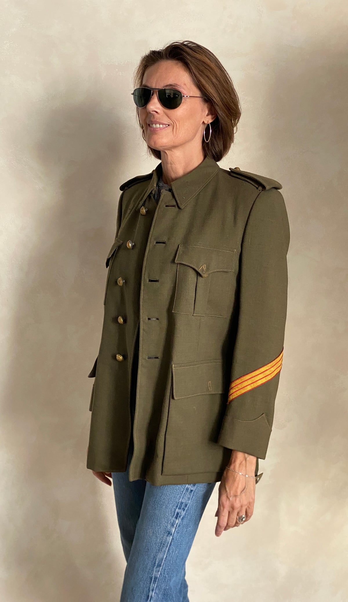 Small. Authentic 50s Vintage Spanish military uniform jacket-AJ357 Studio