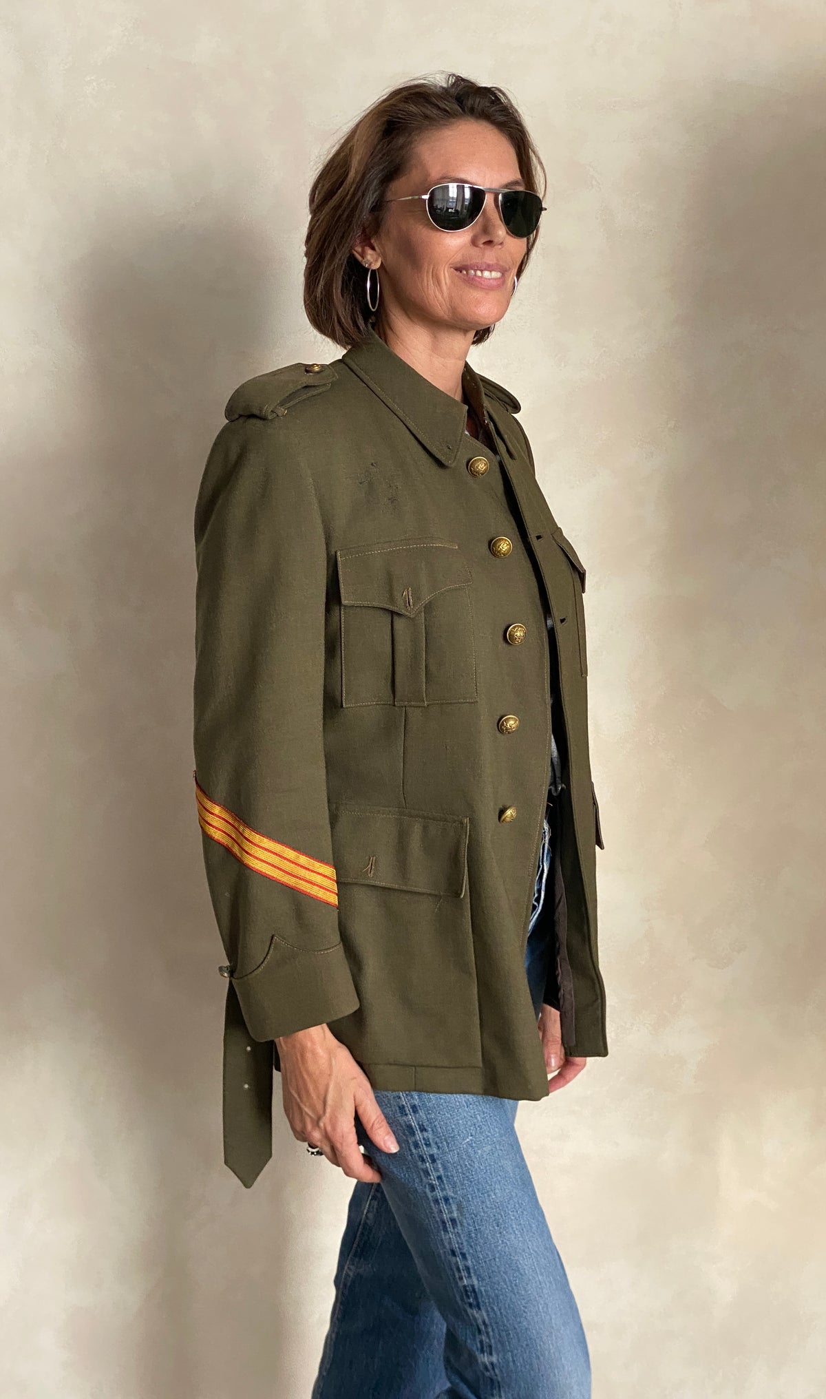 Small. Authentic 50s Vintage Spanish military uniform jacket-AJ357 Studio