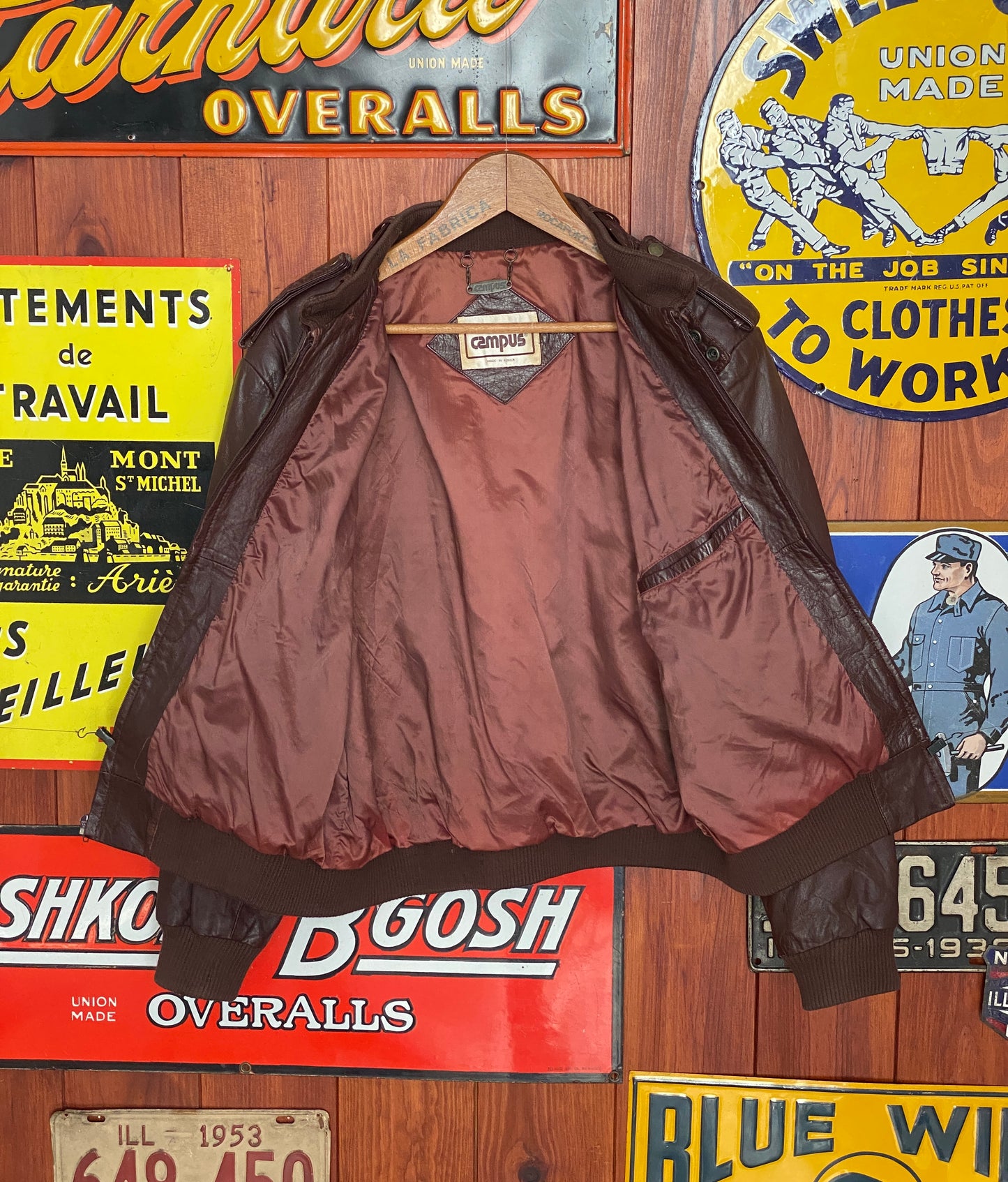 Vintage 80s Campus Leather Jacket Made USA Classic Biker Style Size 42US 52EU Mens