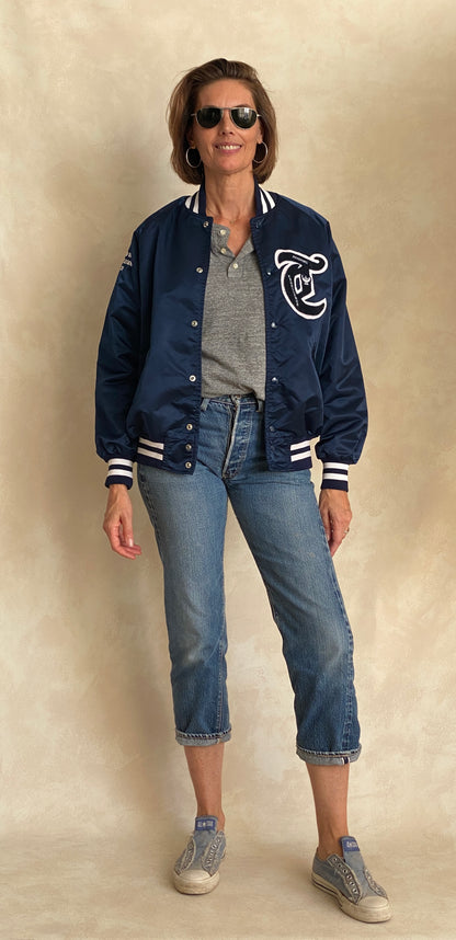 Size Med . Vintage nylon baseball jacket. American Legion. Made in USA-AJ357 Studio