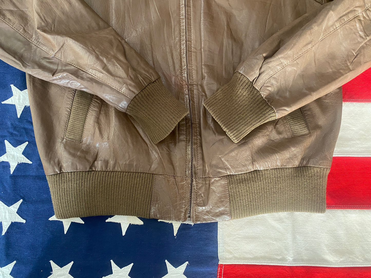 Vintage 1980s leather jacket in classic retro fashion style, size 40US 50EU