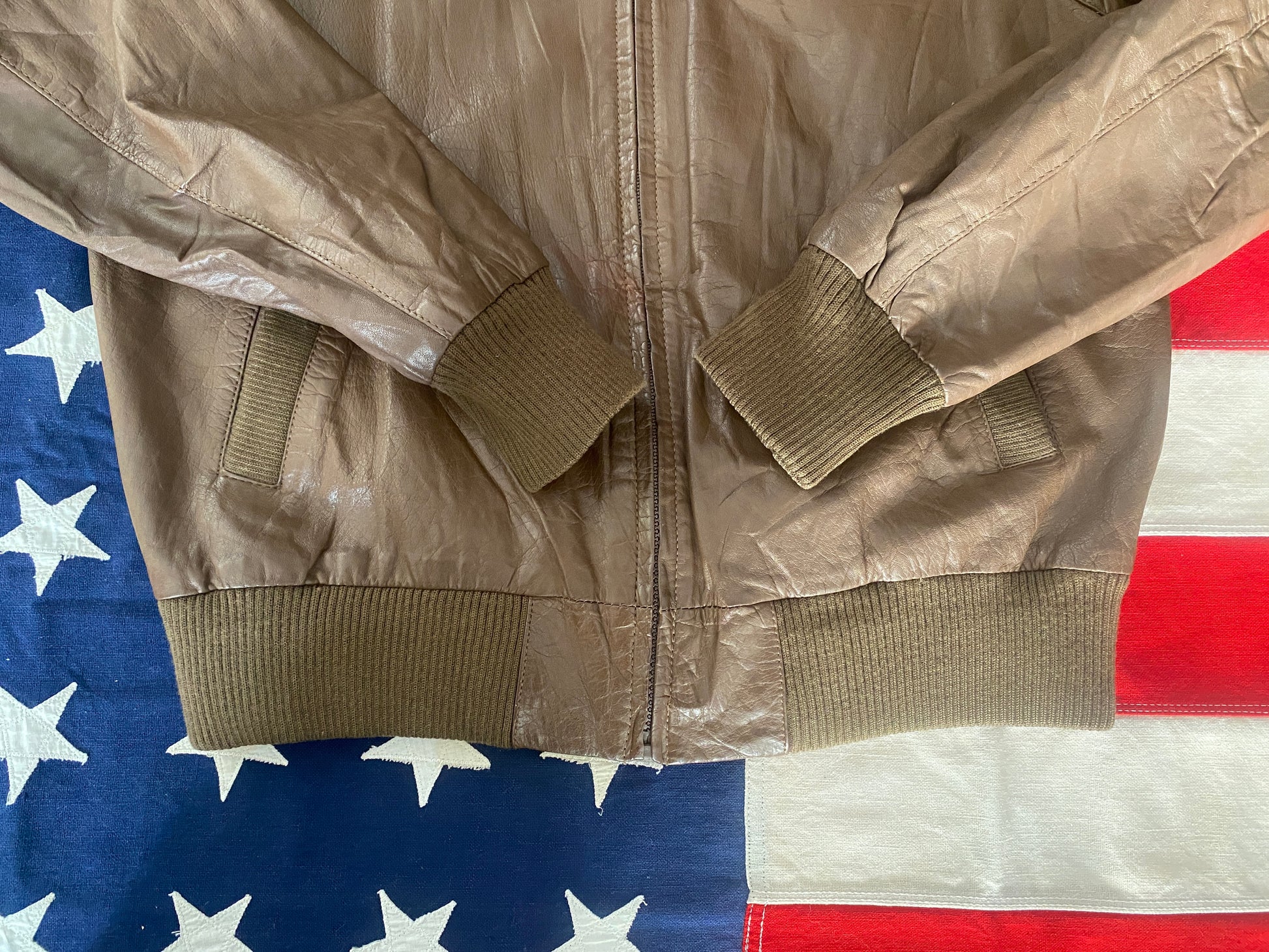 Vintage 1980s leather jacket in classic retro fashion style, size 40US 50EU