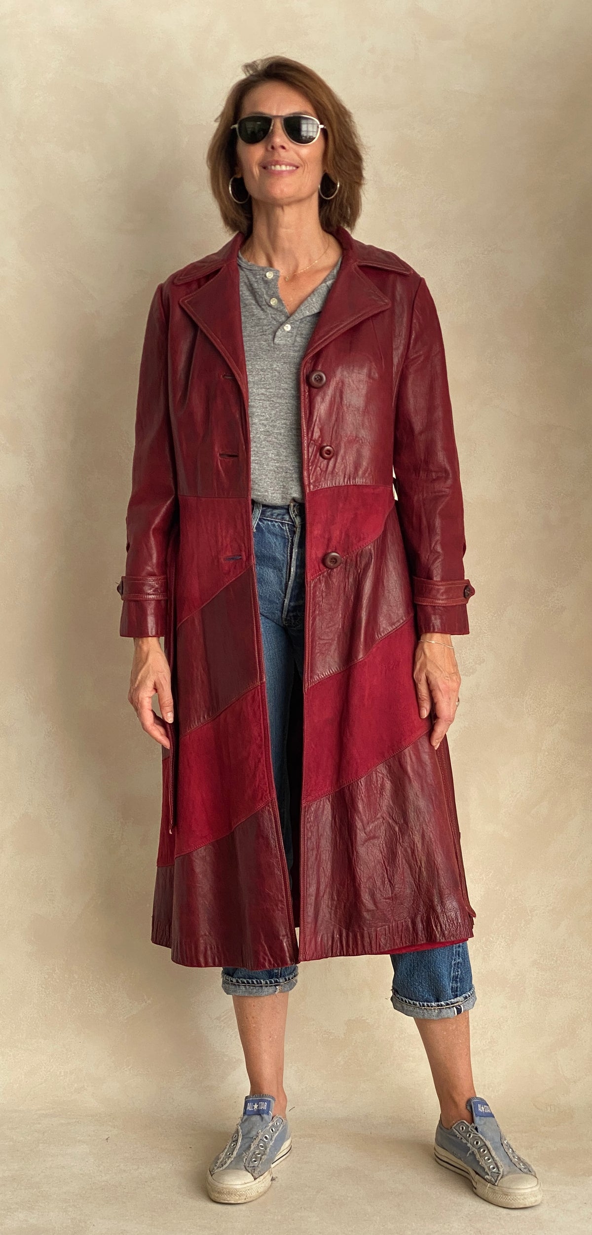Fantastic two tone leather and suede jacket styled in California-AJ357 Studio