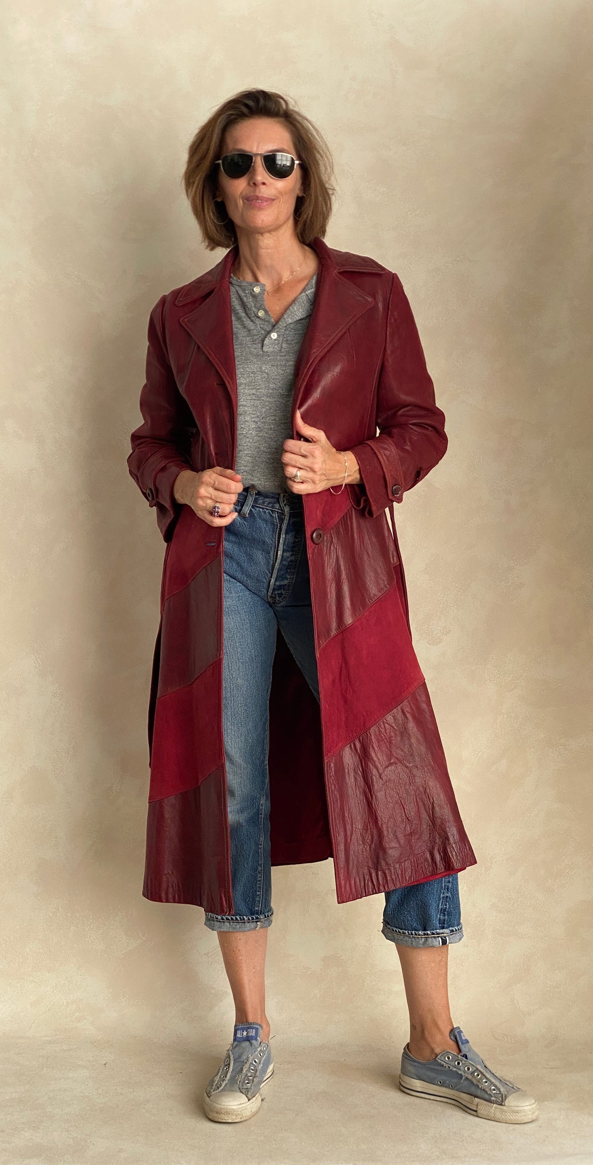 Fantastic two tone leather and suede jacket styled in California-AJ357 Studio