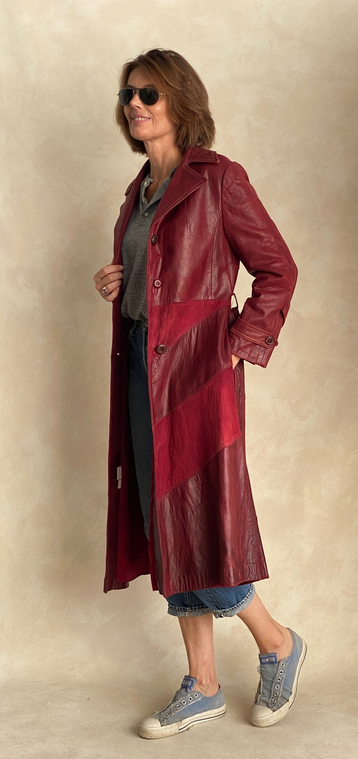 Fantastic two tone leather and suede jacket styled in California-AJ357 Studio