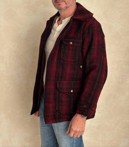 Vintage 1930s Woolrich Red & Black Plaid Wool Hunting Jacket –size 38US / 48EU. Made in USA-AJ357 Studio