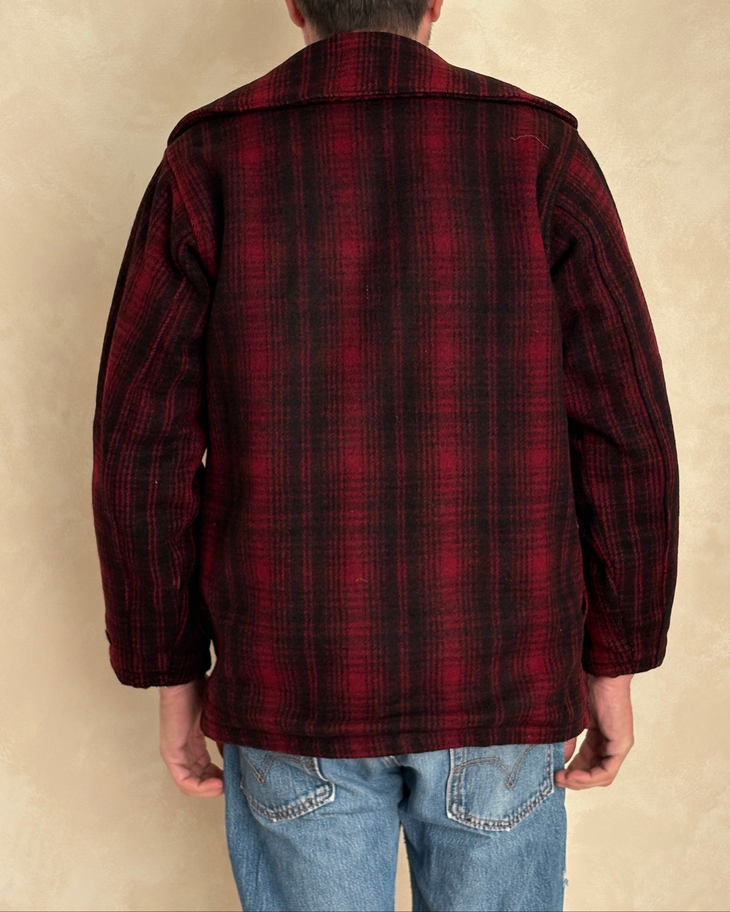 Vintage 1930s Woolrich Red & Black Plaid Wool Hunting Jacket –size 38US / 48EU. Made in USA-AJ357 Studio