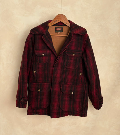 Vintage 1930s Woolrich Red & Black Plaid Wool Hunting Jacket –size 38US / 48EU. Made in USA-AJ357 Studio