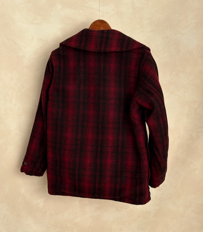 Vintage 1930s Woolrich Red & Black Plaid Wool Hunting Jacket –size 38US / 48EU. Made in USA-AJ357 Studio
