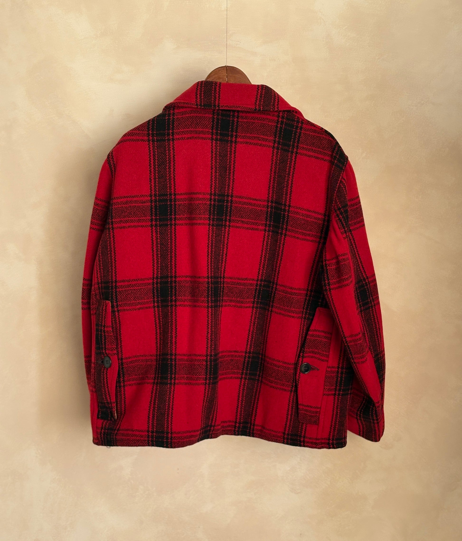 Vintage 1950 Plaid Wool hunting Jacket — Made in USA — Red Check Outdoor Coat -size XL | AJ357 Studio-AJ357 Studio