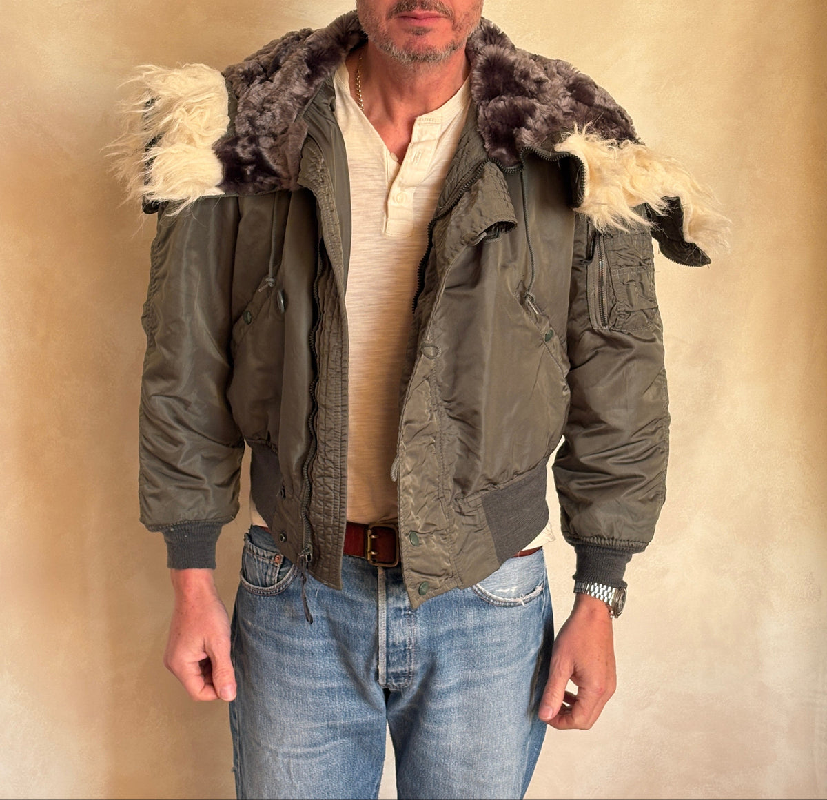 Vintage US Air Force N-2B Flight Jacket | Fur Hood Military Parka-AJ357 Studio