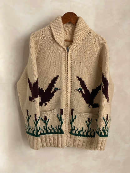 Vintage Hand Knit 100% Wool Cowichan Sweater – Handmade in Canada-AJ357 Studio