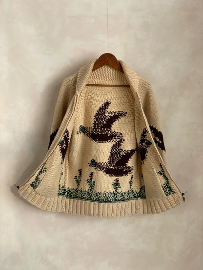 Vintage Hand Knit 100% Wool Cowichan Sweater – Handmade in Canada-AJ357 Studio