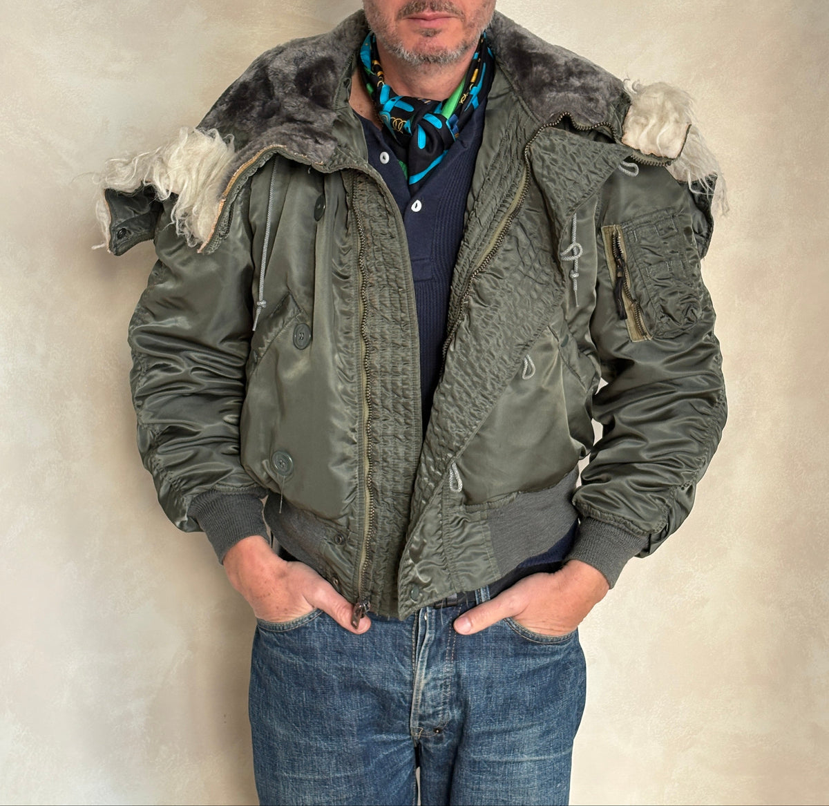 Vintage US Air Force N-2B Flight Jacket Military Parka Made in USA - Size Med. AJ357 Studio-AJ357 Studio