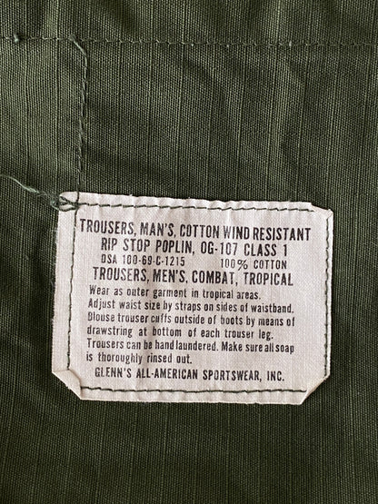 Small short. 1969 Authentic US Army Vietnam war era OG-107 jungle pants-military-AJ357 Studio