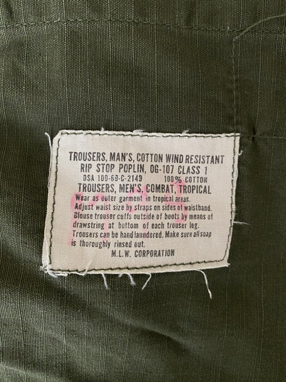 Small Short . 1969 Authentic US Army Vietnam war era OG-107 jungle pants. Fit 27 To 31 USA-military-AJ357 Studio