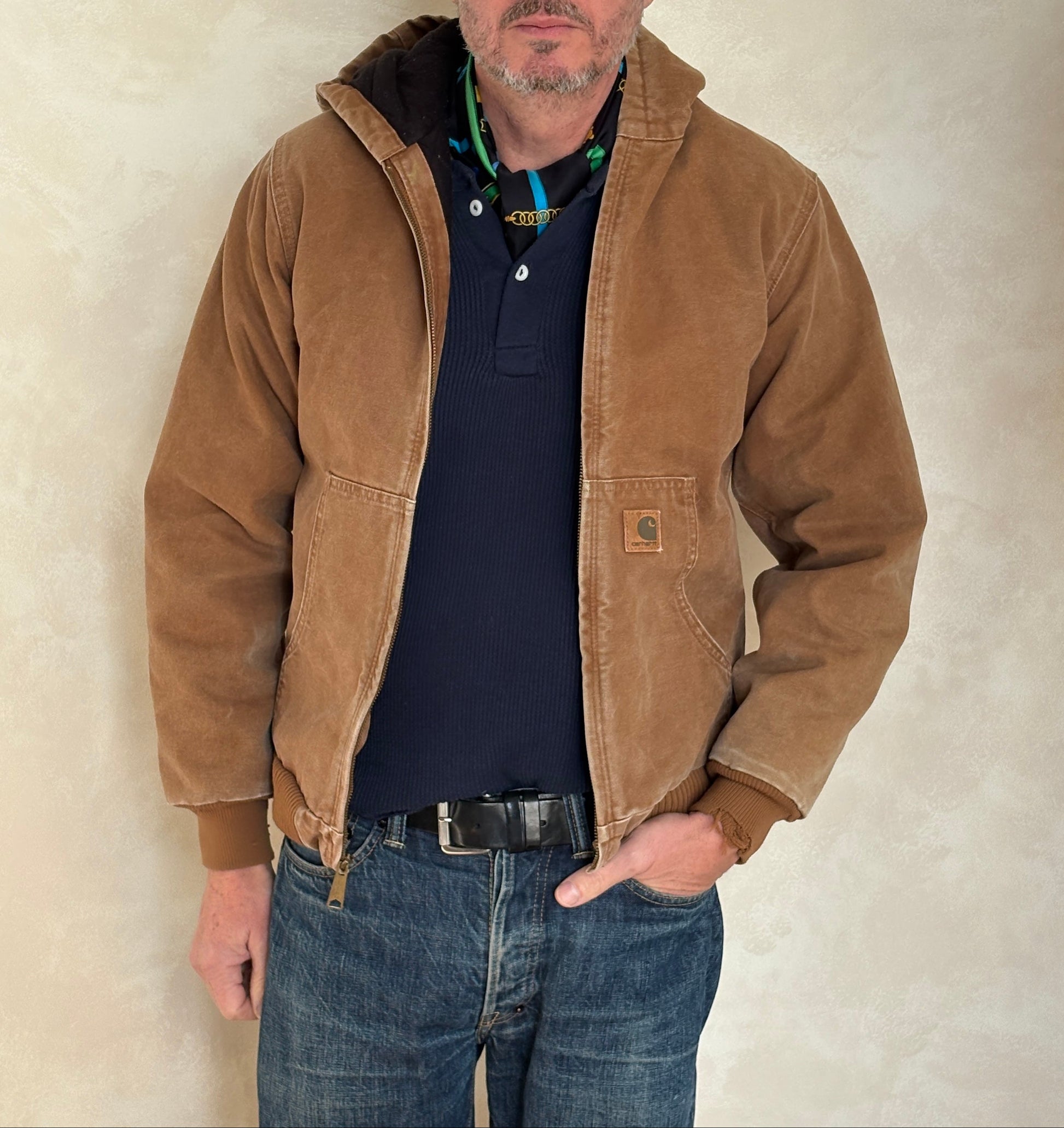 Vintage 90s Carhartt Hooded Jacket Made in Mexico – Workwear Coat- Sz Youth XL-AJ357 Studio-AJ357 Studio