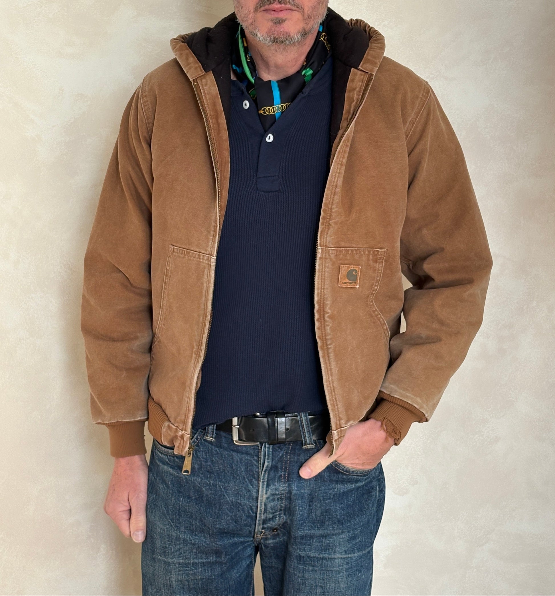 Vintage 90s Carhartt Hooded Jacket Made in Mexico – Workwear Coat- Sz Youth XL-AJ357 Studio-AJ357 Studio