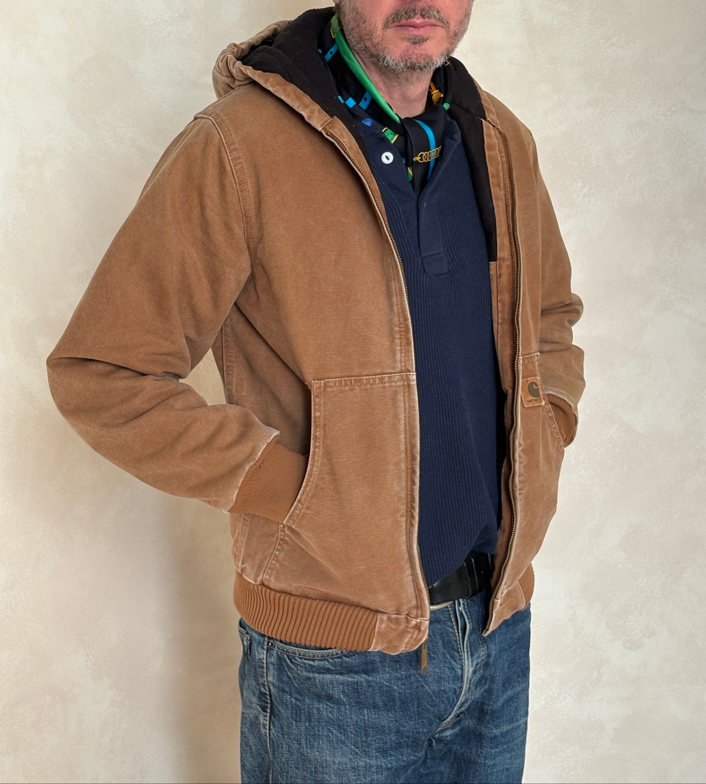 Vintage 90s Carhartt Hooded Jacket Made in Mexico – Workwear Coat- Sz Youth XL-AJ357 Studio-AJ357 Studio
