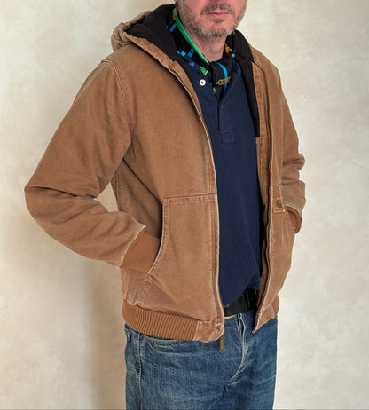 Vintage 90s Carhartt Hooded Jacket Made in Mexico – Workwear Coat- Sz Youth XL-AJ357 Studio-AJ357 Studio