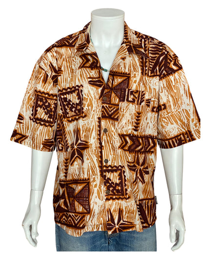 Oversized Medium Size Vintage 90s Hawaiian Cotton Shirt - Retro Island Collectible-AJ357 Studio
