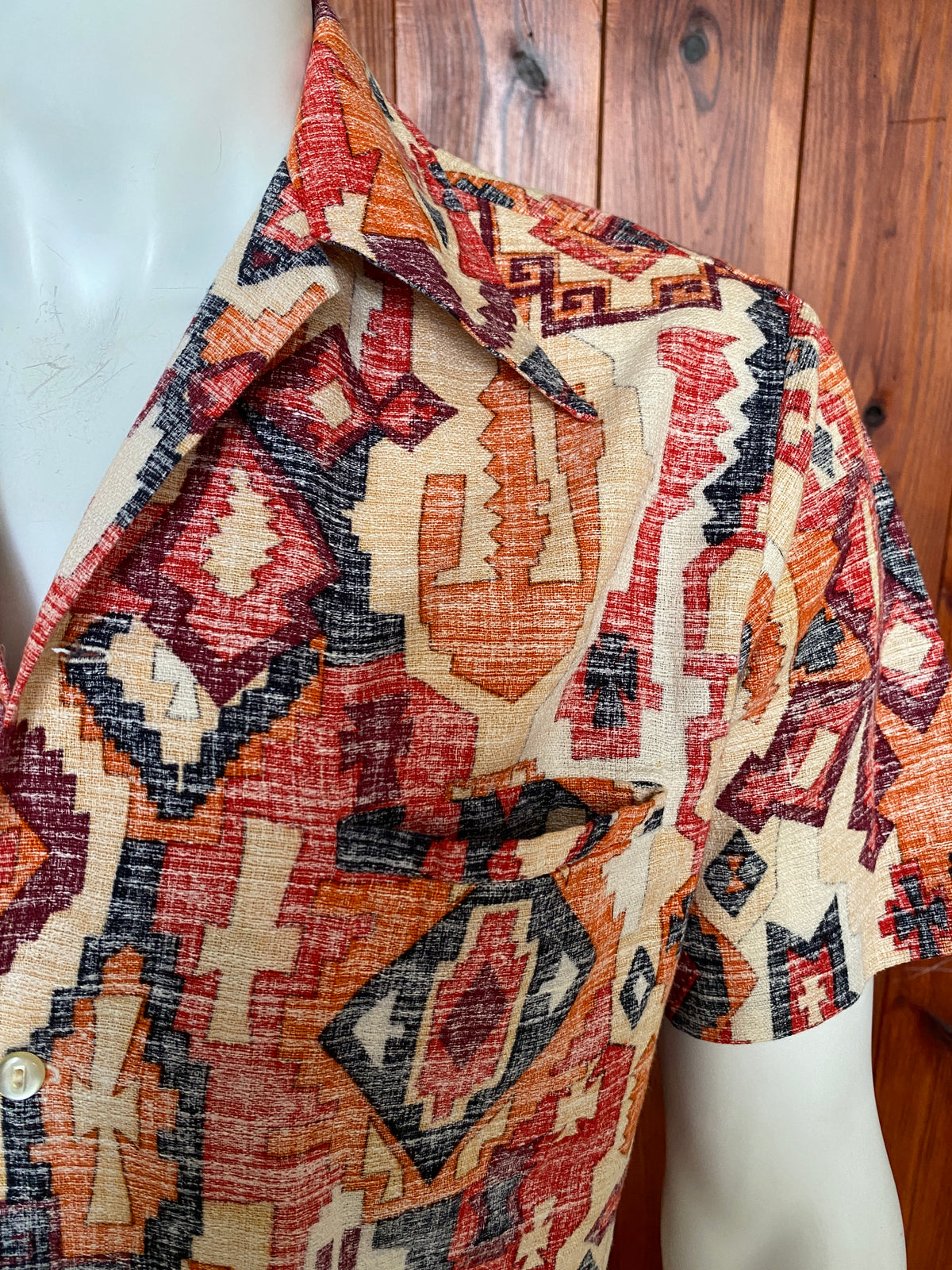 Medium Size Vintage 70s Hawaiian Barkcloth Cotton Shirt - Island Collectible-AJ357 Studio