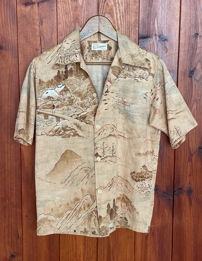 Small. Vintage 70s Hawaiian satin cotton shirt-AJ357 Studio