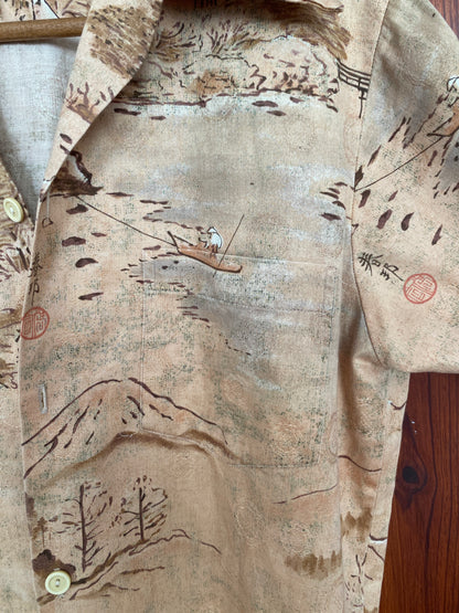 Small. Vintage 70s Hawaiian satin cotton shirt-AJ357 Studio