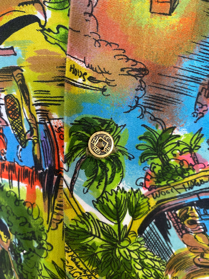 Large. Vintage 70s Hawaiian satin cotton shirt-AJ357 Studio