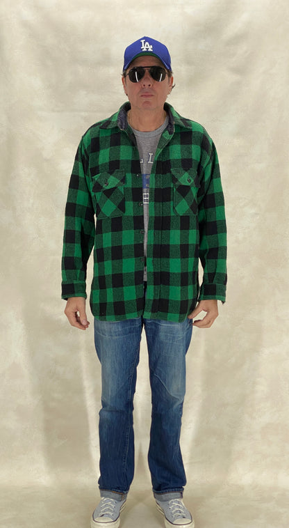 Size Large, 60s Pilgrim Heavy plaid shirt Made in USA Buffalo plaid-AJ357 Studio