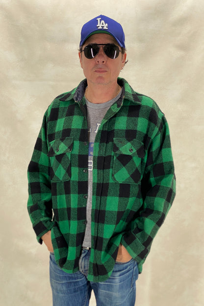 Size Large, 60s Pilgrim Heavy plaid shirt Made in USA Buffalo plaid-AJ357 Studio