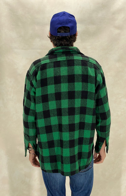 Size Large, 60s Pilgrim Heavy plaid shirt Made in USA Buffalo plaid-AJ357 Studio