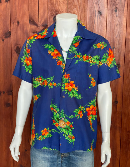 Large. Vintage 80s Hawaiian cotton shirt Made in Hawaii-AJ357 Studio