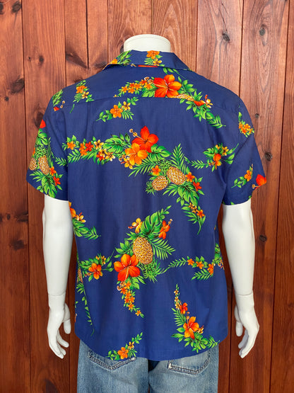 Large. Vintage 80s Hawaiian cotton shirt Made in Hawaii-AJ357 Studio