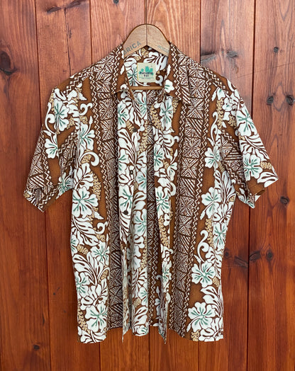 Large Vintage 80s Hawaiian Thin Cotton Shirt Made in Hawaii | Retro Island Fashion-AJ357 Studio